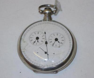 Appraisal: A CONTINENTAL SILVER THREE DIAL POCKET WATCH the fusee movement