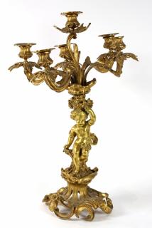 Appraisal: Louis XV style gilt bronze candelabra Louis XV style gilt