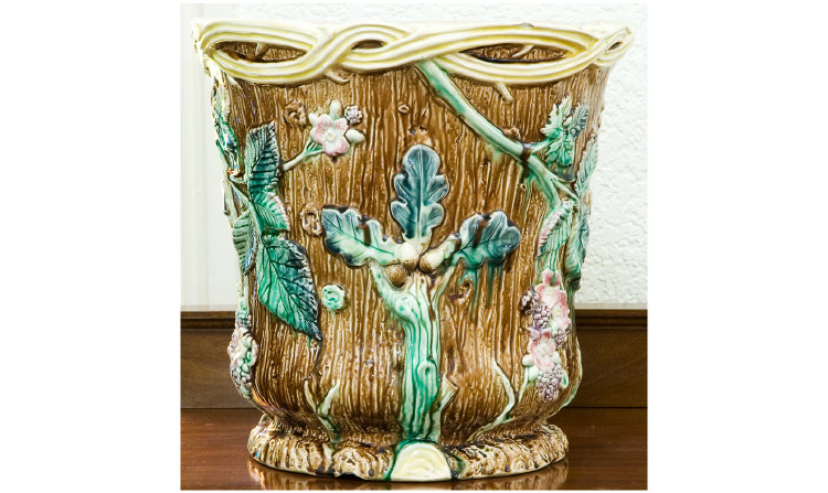 Appraisal: Floor Standing Majolica Jardiniere Large Continental Majolica Jardiniere With All