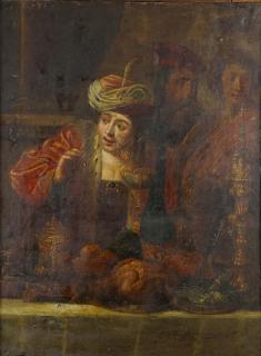 Appraisal: Painting Orientalist Scene with Figures and Feast European School th