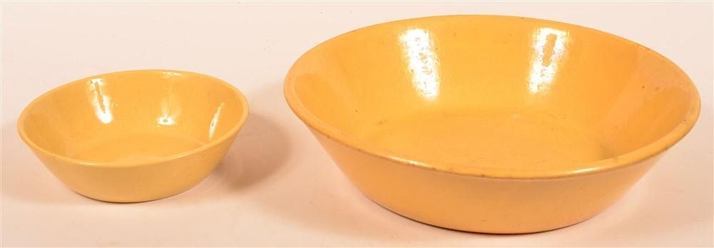 Appraisal: Two Signed Yellowware Nappy Bowls Two Signed Yellowware Nappy Bowls