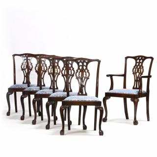 Appraisal: Set of Six Chippendale Style Dining Chairs early th century