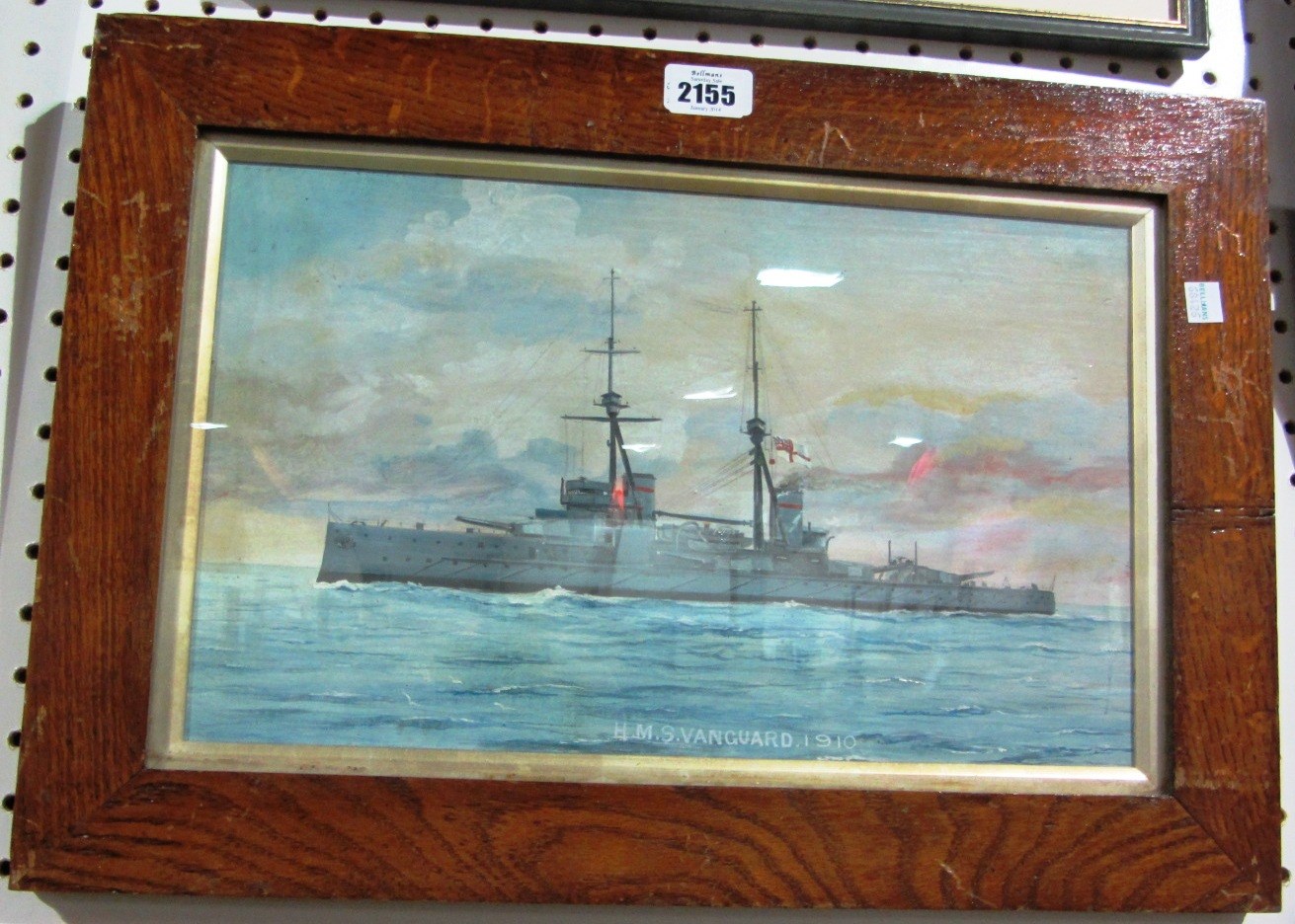 Appraisal: English School H M S Vanguard oil on board and