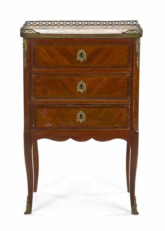 Appraisal: A Louis XVI Style Parquetry and Gilt Metal Mounted Diminutive