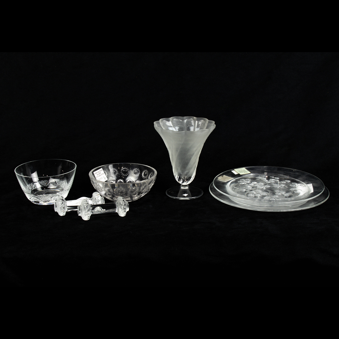 Appraisal: LALIQUE CLEAR AND FROSTED GLASS TABLE ARTICLES Lot of Lalique