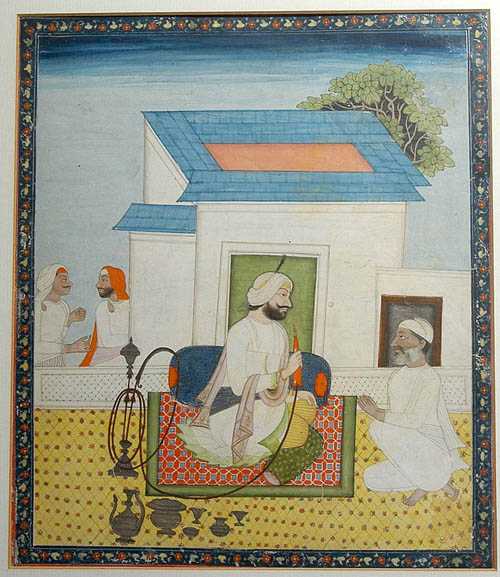 Appraisal: MINIATURE DEPICTING A PAHARI PRINCE ON A TERRACE Guler circa