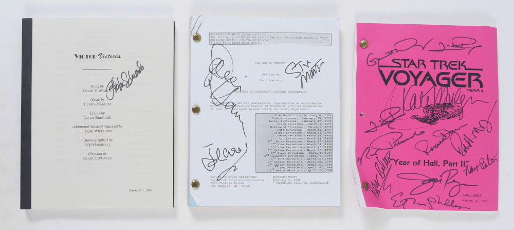 Appraisal: TELEVISION MOVIE SIGNED SCRIPTS scripts total to include Star Trek