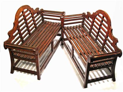 Appraisal: Pair of teak outdoor benches th century