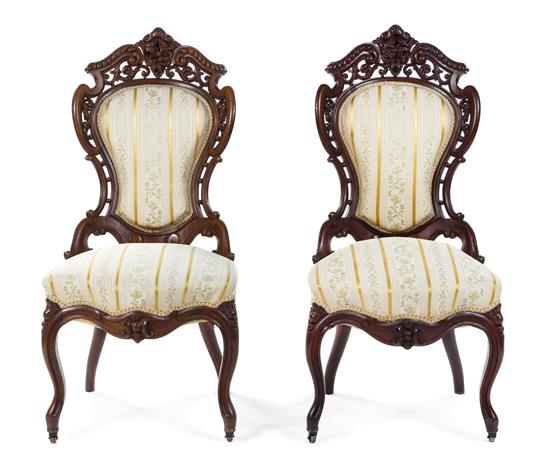 Appraisal: Sale Lot A Pair of Rococo Revival Rosewood Side Chairs