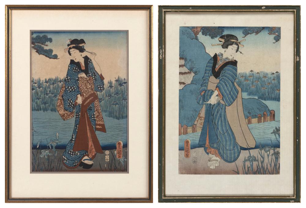 Appraisal: UTAGAWA TOYOKUNI III JAPAN - TWO VIEWS OF A WOMAN