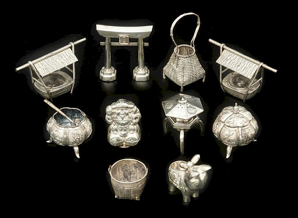 Appraisal: Lot of Chinese silver miniatures Lot of Chinese silver miniatures