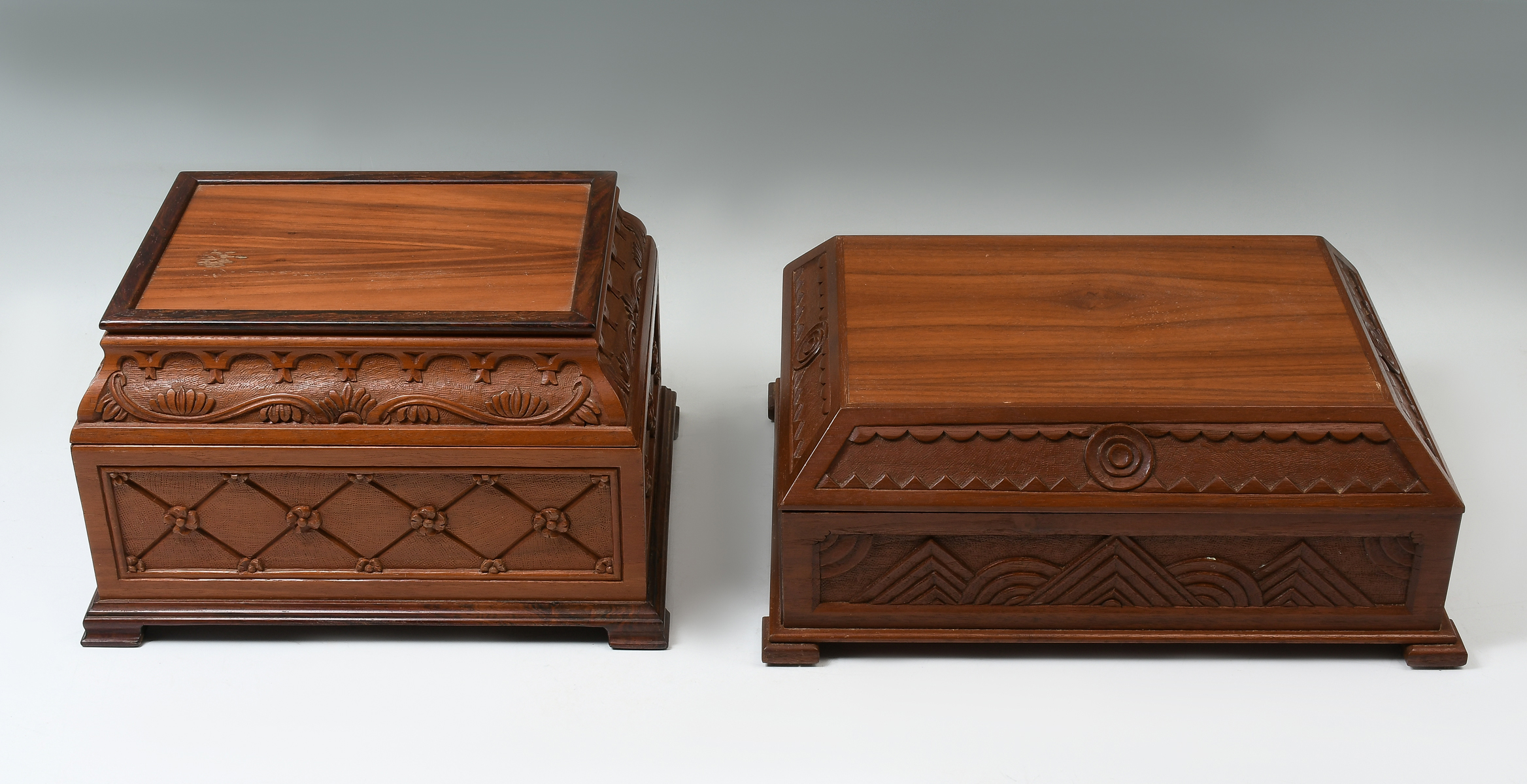 Appraisal: PC FRANK MARTELLI CARVED JEWELRY BOXES piece jewelry boxes having