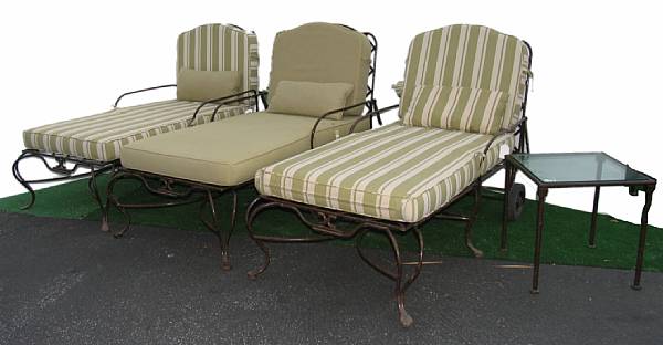 Appraisal: A group of six chaise lounge chairs together with two