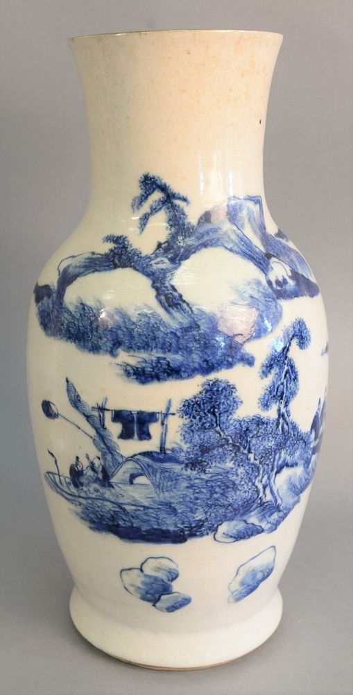 Appraisal: Blue and white Chinese Meiping vase with hand painted landscape