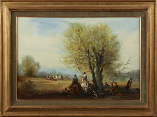 Appraisal: Palmera English Hunt Scene th c oil on mas Palmera