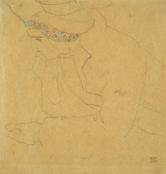 Appraisal: n a Egon Schiele Austrian - Seated Lady Wearing a