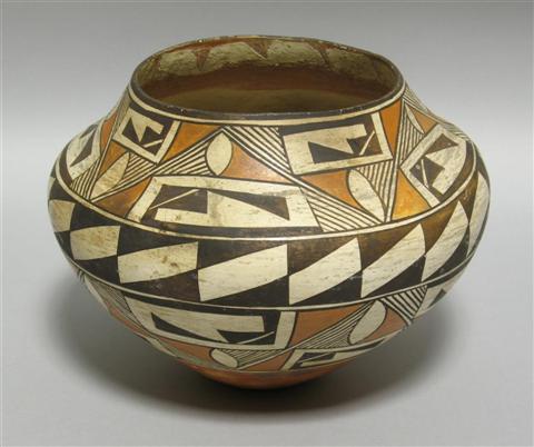 Appraisal: ACOMA PUEBLO POTTERY OLLA Thin-walled pottery with polychrome painted geometric