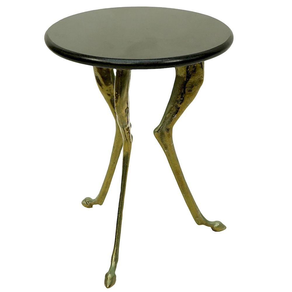 Appraisal: Gilt Bronze Side Table with Granite Top Mid th Century