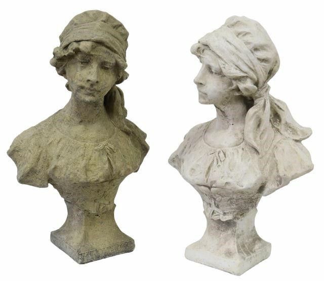 Appraisal: lot of Cast stone garden statuary each depicting bust of