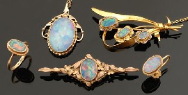 Appraisal: BAG OF CT GOLD EDWARDIAN OPAL SET JEWELLERY INCLUDING PENDANT