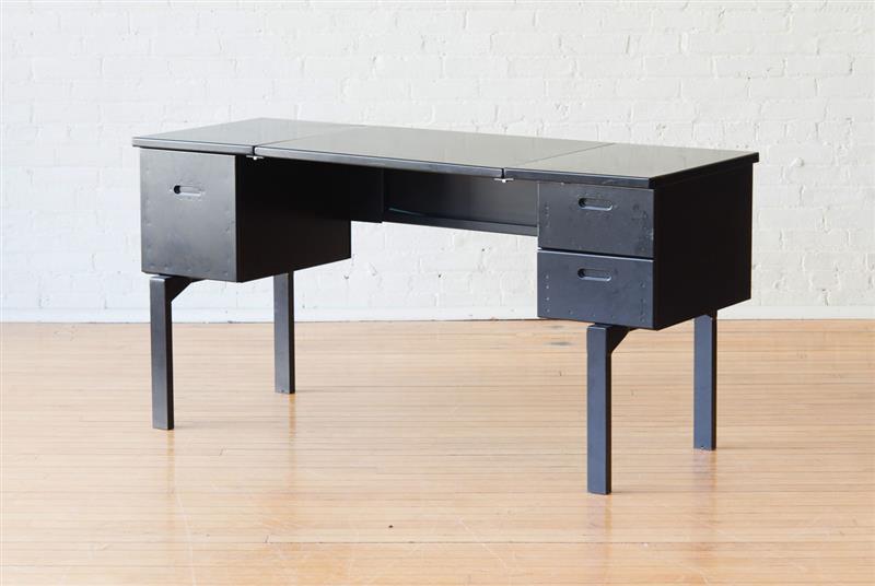 Appraisal: WWII BLACK-PAINTED METAL FOLDING DESK x x in Estimate -