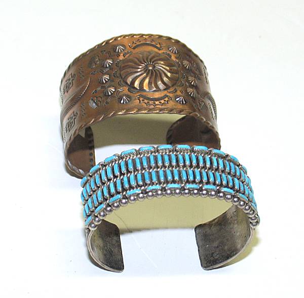 Appraisal: Two Southwest bracelets A Zuni cluster example Cal Frances Eustice