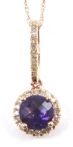 Appraisal: AMETHYST AND DIAMOND PENDANT NECKLACE suspended on an chain the