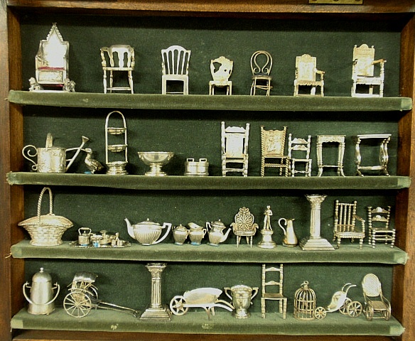 Appraisal: - Group of mostly English silver miniature furnishings and accessories