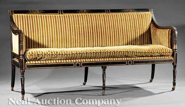 Appraisal: A Regency Ebonized and Parcel Gilt Decorated Sofa c -