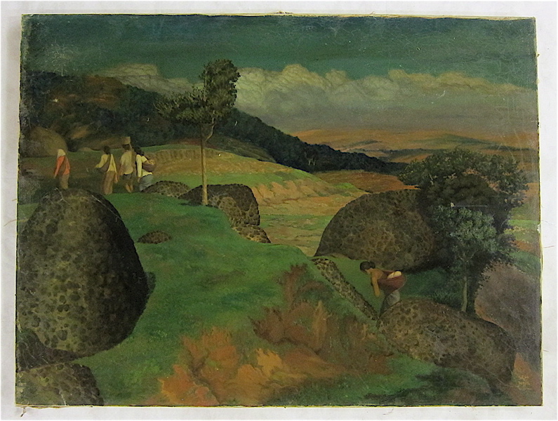 Appraisal: JAVANESE LANDSCAPE OIL ON CANVAS MOUNTED ON BOARD th century