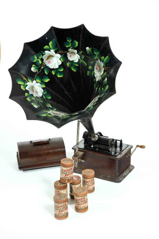 Appraisal: EDISON STANDARD PHONOGRAPH Model C with crane oak case hendecagonal