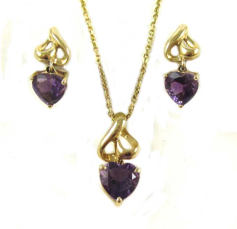 Appraisal: THREE PIECE AMETHYST JEWELRY SET including a pendant necklace and