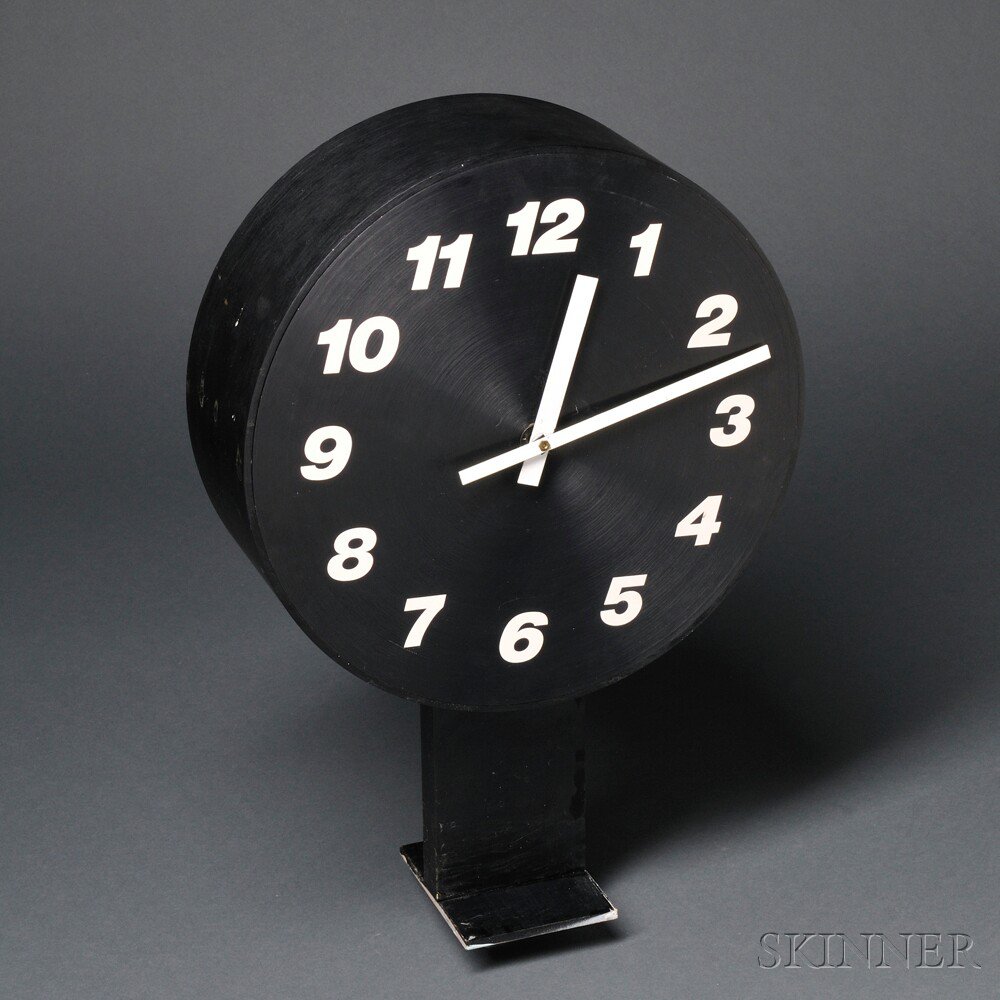 Appraisal: I M Pei Clock Anodized aluminum Black circular form each