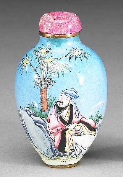 Appraisal: An enameled metal snuff bottle Qianlong Mark th Century Of