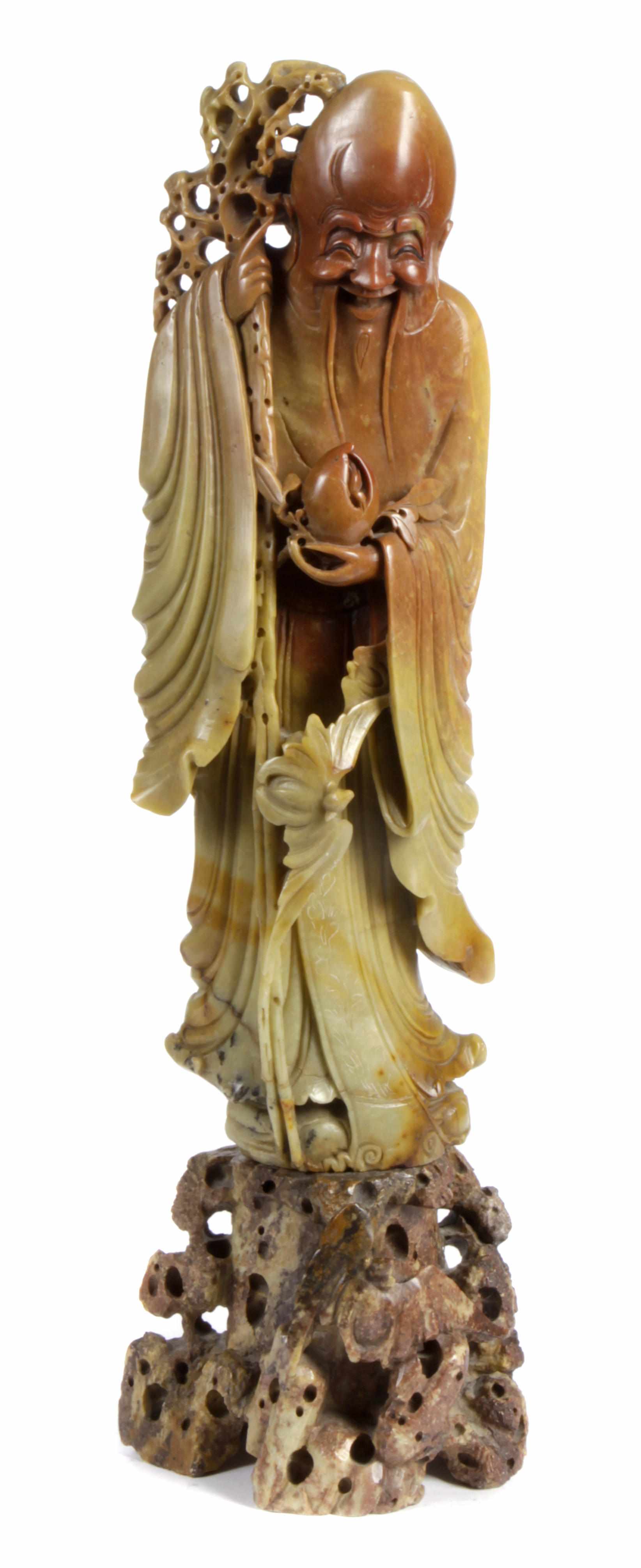 Appraisal: A Chinese carved soapstone figure of the Immortal Shulao th