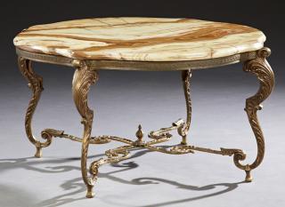 Appraisal: French Louis XV Style Onyx Top Bronze Coffee Table French