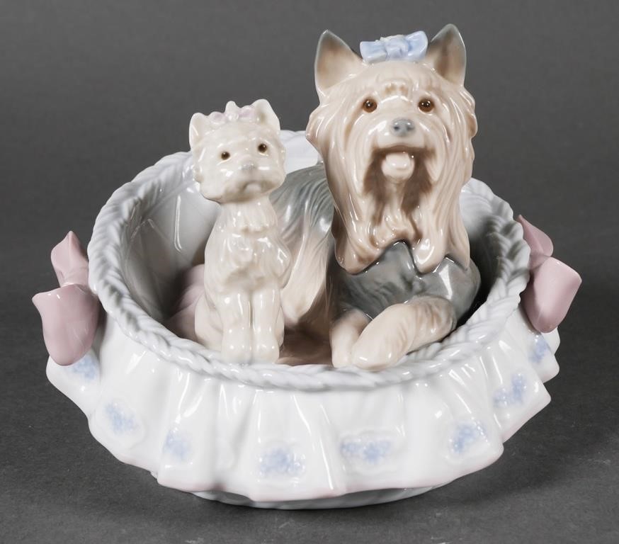 Appraisal: Porcelain Lladro figurine Yorkie with pup Our Cozy Home Approx