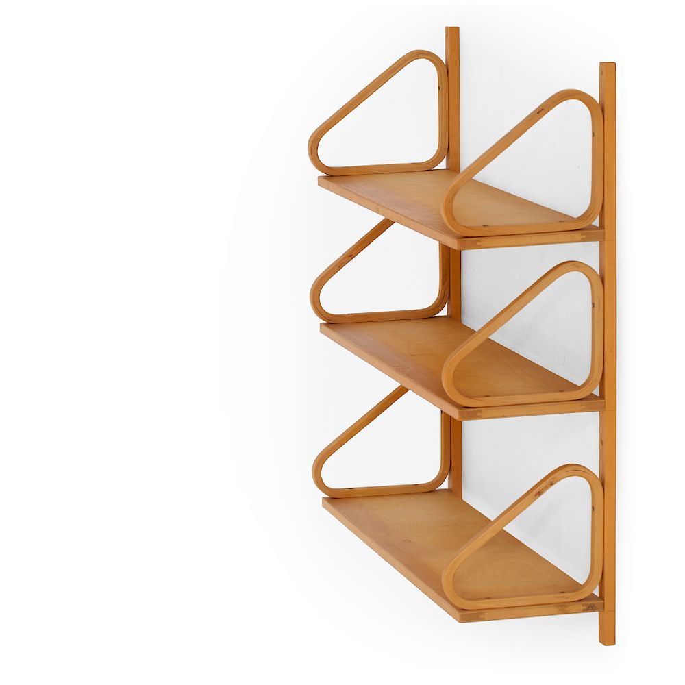 Appraisal: Alvar Aalto A set of Alvar Aalto shelves with wall