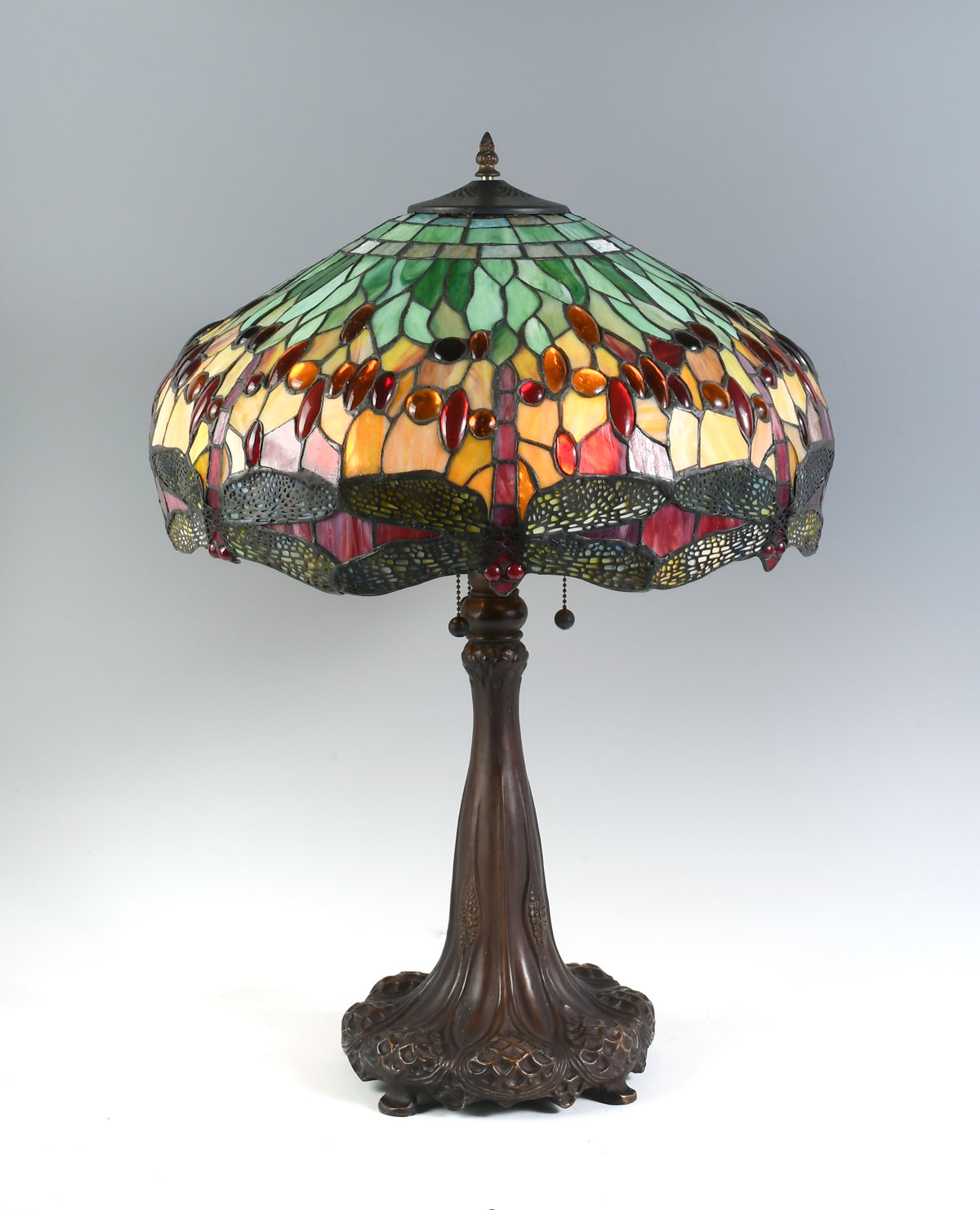 Appraisal: CONTEMPORARY LEADED DRAGON FLY LAMP Stained glass - light lamp