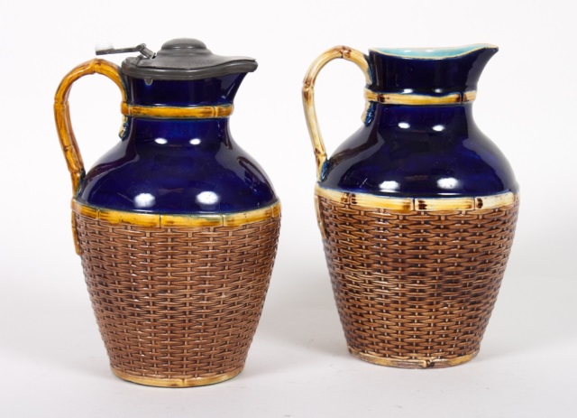 Appraisal: Two George Jones majolica jugs late th century similar jugs