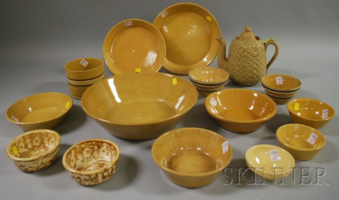 Appraisal: Fifteen Pieces of Assorted Yellowware including a molded acorn and