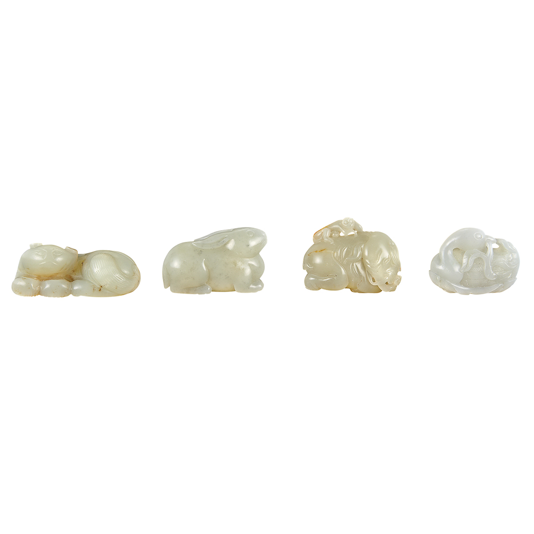 Appraisal: Group of Four Jade Animals Comprising a rabbit duck with