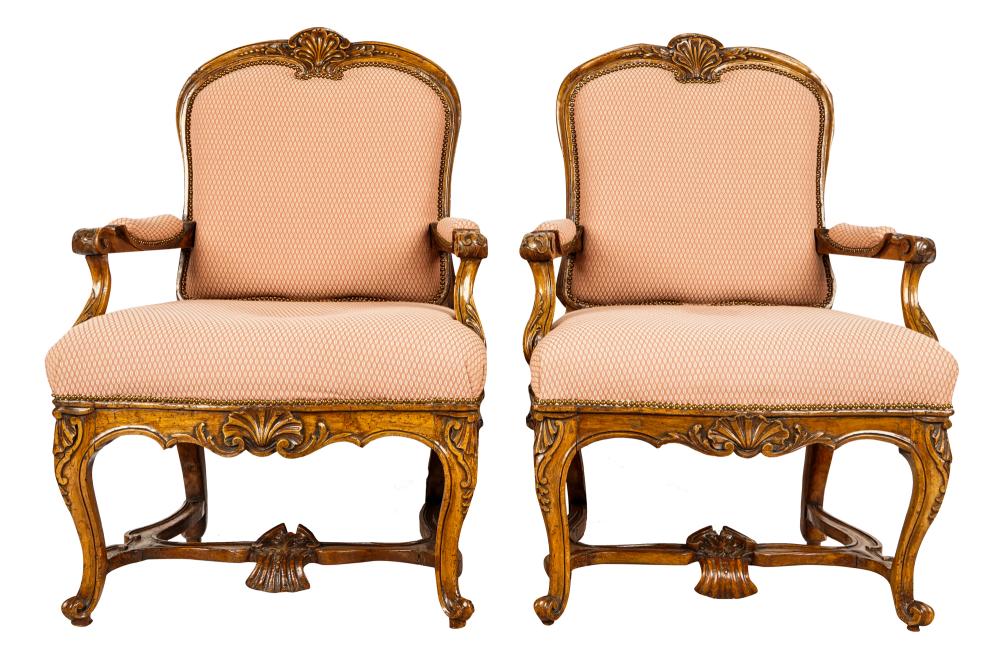 Appraisal: PAIR OF REGENCE STYLE FAUTEUILSlate th early th Century each