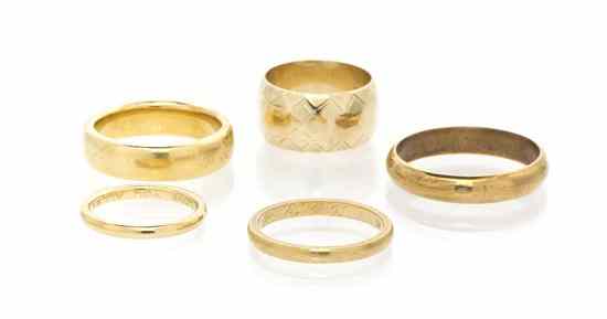 Appraisal: A Collection of Yellow Gold Rings consisting of two karat