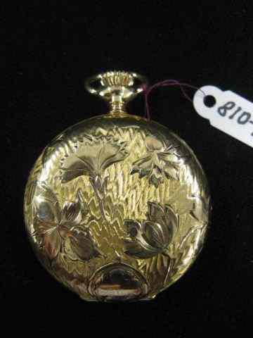 Appraisal: Waltham k Gold Pocketwatch ladies hunting case finely engraved floral