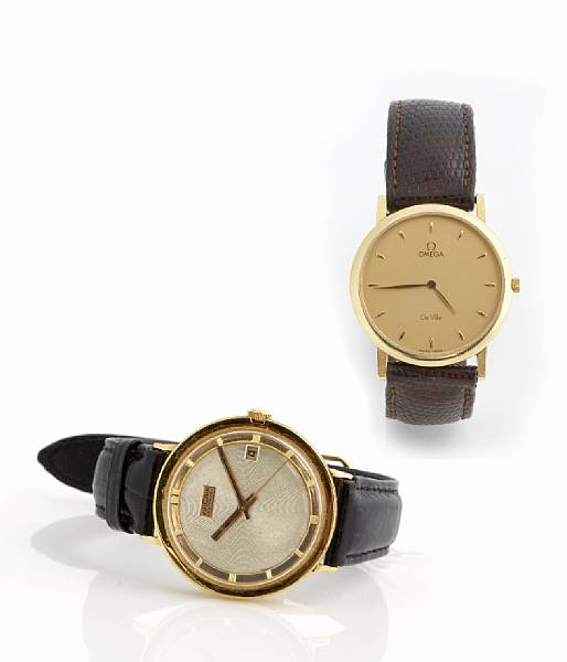 Appraisal: Two gold cased wristwatches Omega and Vulcain various ages k