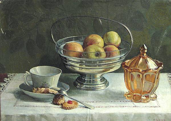 Appraisal: T Slechta late th early th Century A still life