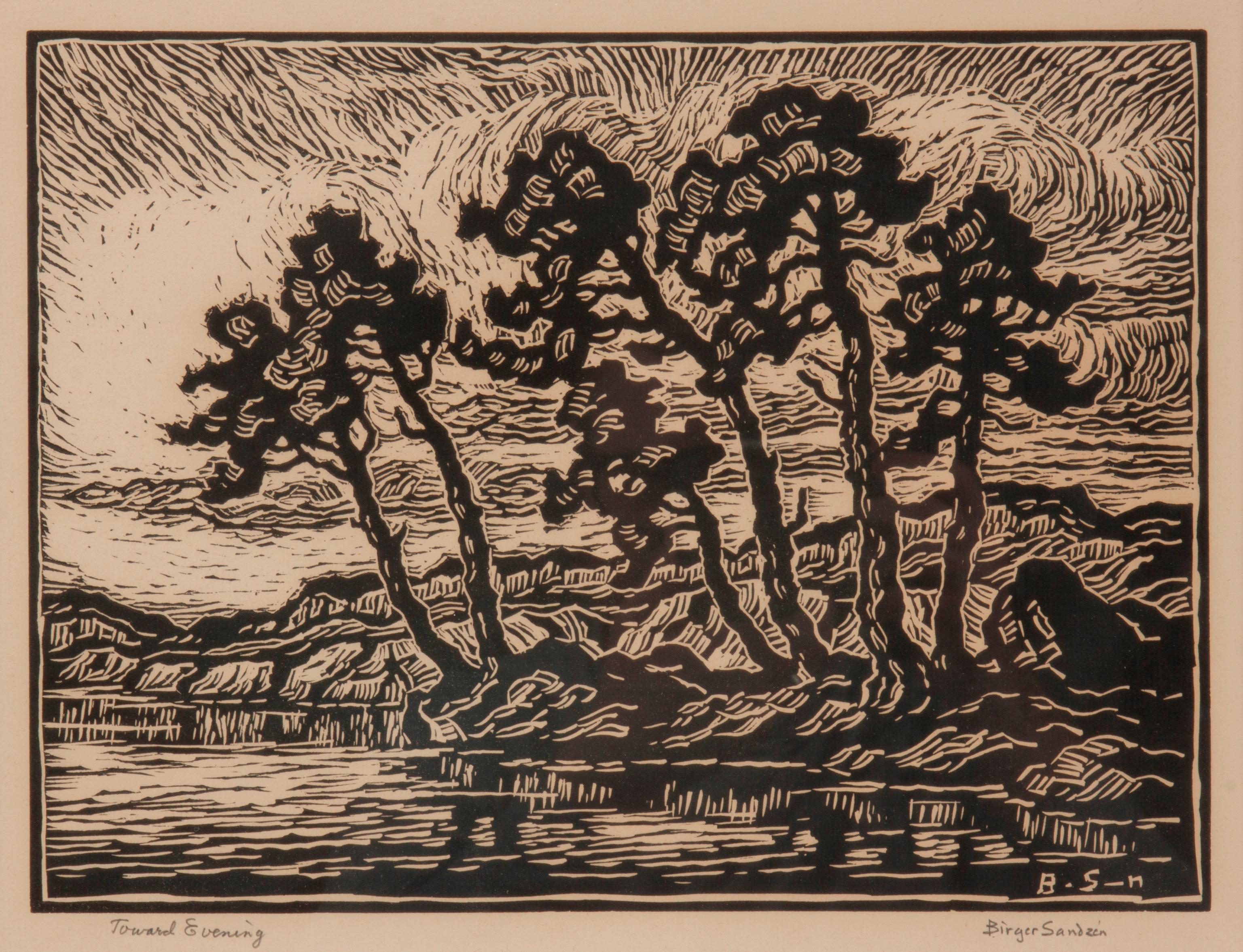 Appraisal: BIRGER SANDZEN 'TOWARD EVENING' PENCIL-SIGNED LINOCUT Birger Sandzen Swedish-American -