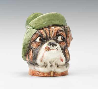 Appraisal: A Majolica Dog Head Humidor Molded head of a bulldog