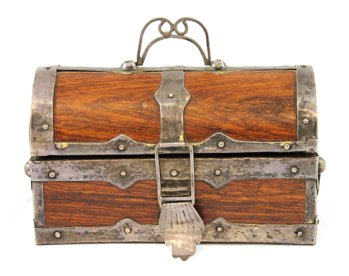 Appraisal: A Spanish colonial silver mounted hardwood casket early th century